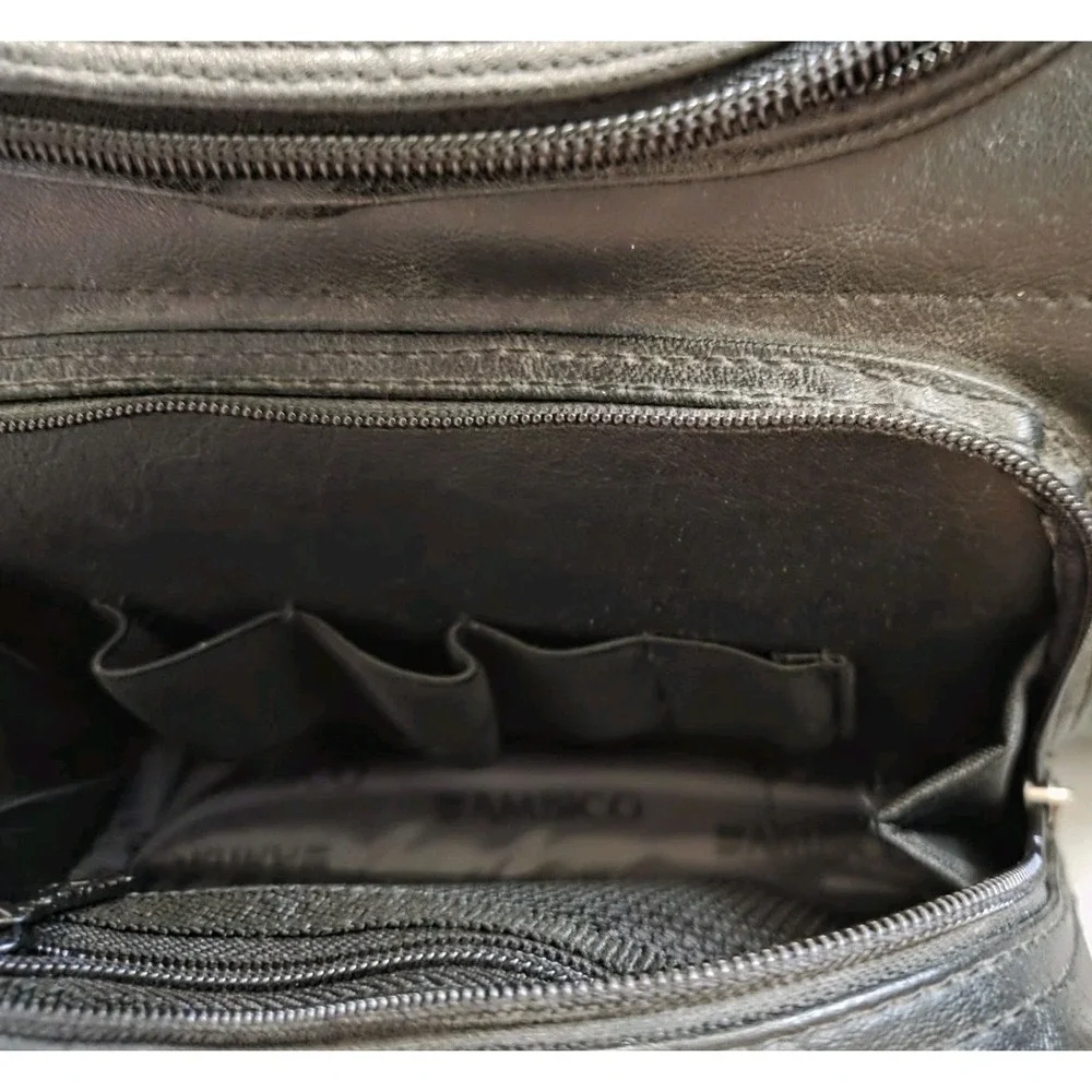 Ambico Black Faux Leather Camera Bag With Multiple Compartments And Strap in EUC